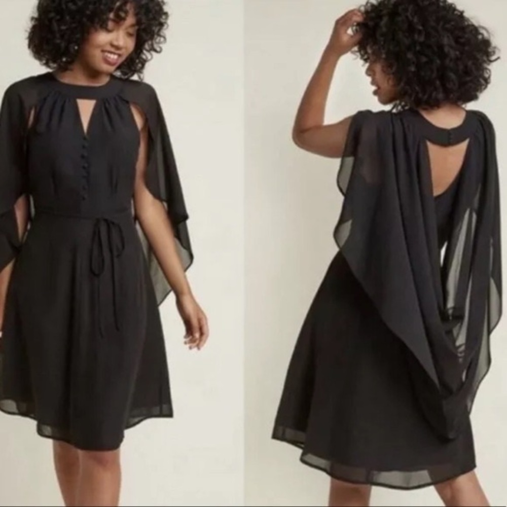 ModCloth Black Cape Dress